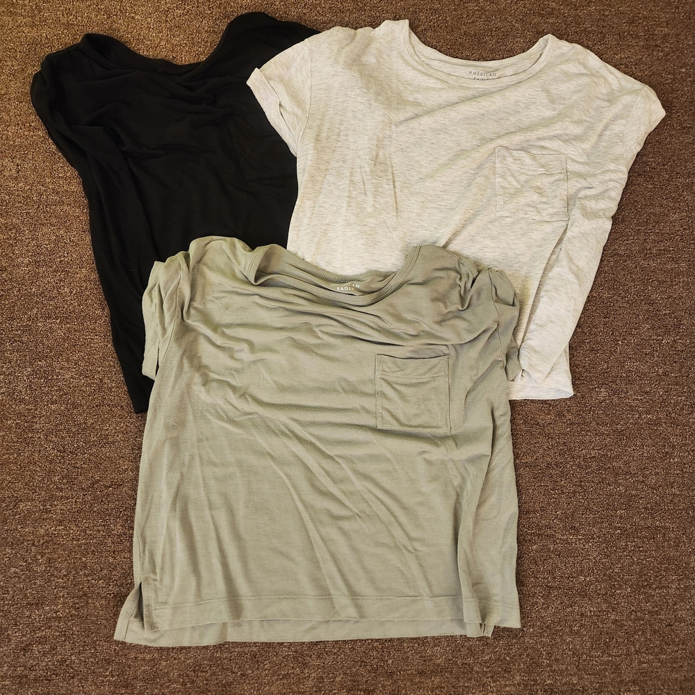 American Eagle Outfitters Short Sleeve Tees - Black, Gray, and Cream